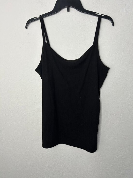 No Boundaries Tops - Classic Spaghetti Strap Tank in Black with Ribbed Texture Size XXL